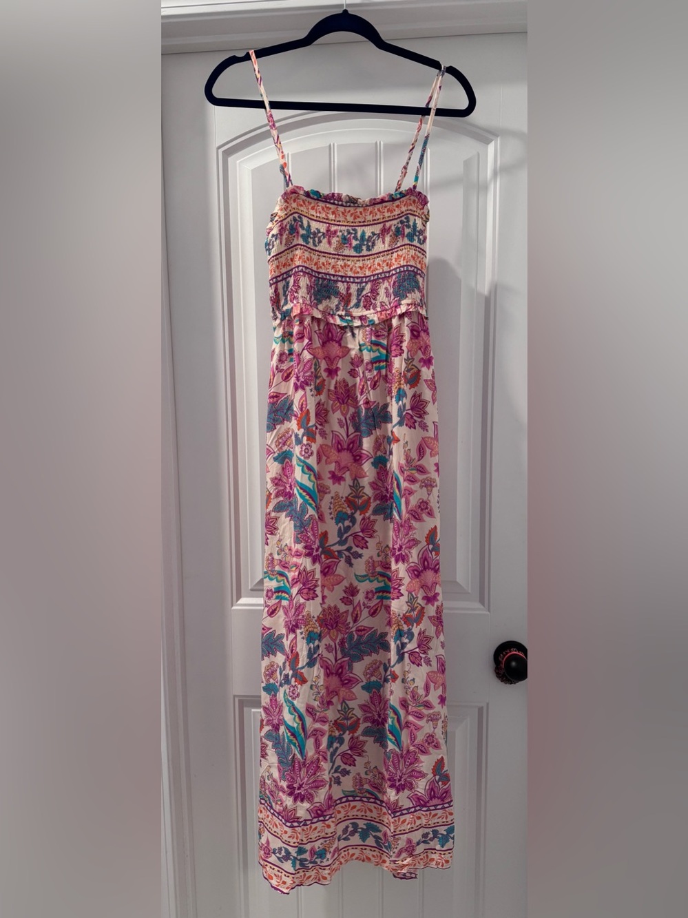 Floral Pink And Teal Bohemian Maxi Dress